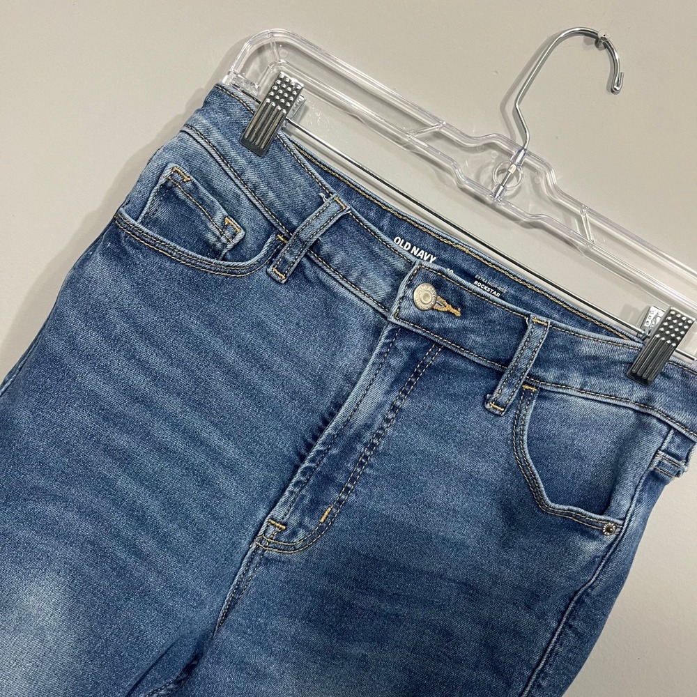 Old Navy‎ Extra High Rise Rockstar Super Skinny Distressed Jeans Blue Size 10